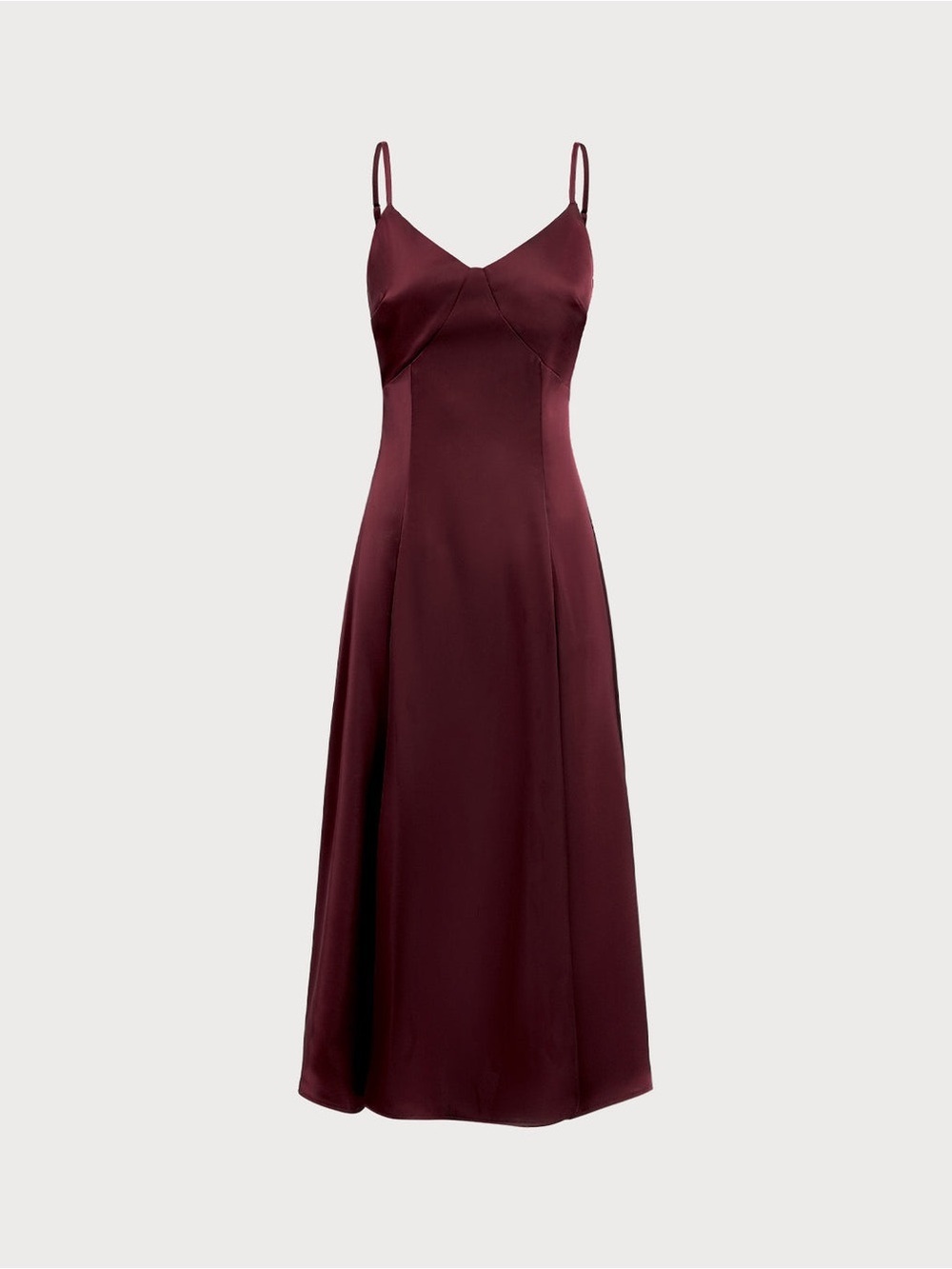 Satin Slip Midi Dress in Deep Burgundy - Picture 3 of 5